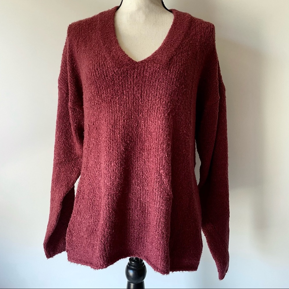 UO Pullover Sweater V-neck Berry Soft - Picture 4 of 16
